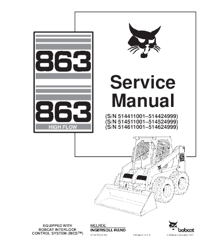 SERVICE MANUAL - BOBCAT 863 SKID STEER LOADER DOWNLOAD 