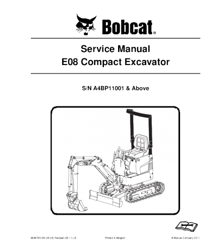 SERVICE MANUAL - BOBCAT E08 COMPACT EXCAVATOR 