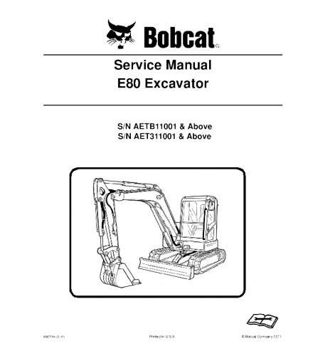 SERVICE MANUAL - BOBCAT E80 EXCAVATOR DOWNLOAD