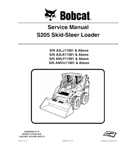 SERVICE MANUAL - BOBCAT S185 SKID STEER LOADER SERIES DOWNLOAD