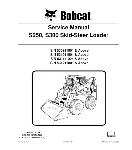 SERVICE MANUAL - BOBCAT S250, S300 SKID STEER LOADER SERIES DOWNLOAD