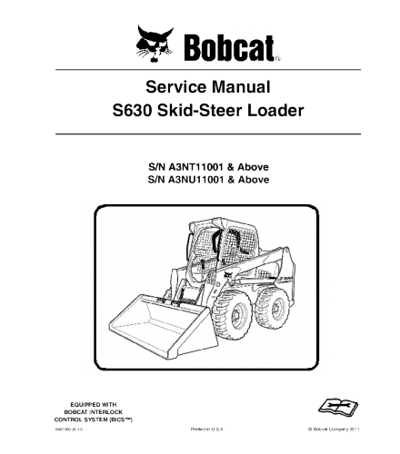 SERVICE MANUAL - BOBCAT S630 SKID STEER LOADER DOWNLOAD