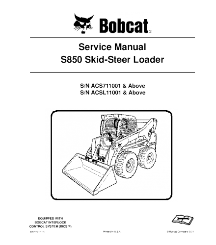 SERVICE MANUAL - BOBCAT S850 SKID STEER LOADER