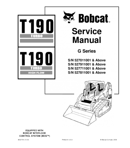 SERVICE MANUAL - BOBCAT T190 TURBO HIGH FLOW COMPACT TRACK LOADER DOWNLOAD