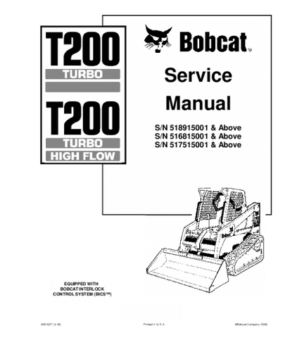 SERVICE MANUAL - BOBCAT T200 COMPACT TRACK LOADER DOWNLOAD