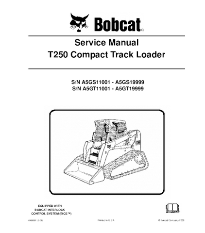 SERVICE MANUAL - BOBCAT T250 COMPACT TRACK LOADER A5GS11001 & ABOVE, A5GT11001 & ABOVE