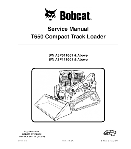 SERVICE MANUAL - BOBCAT T650 COMPACT TRACK LOADER DOWNLOAD