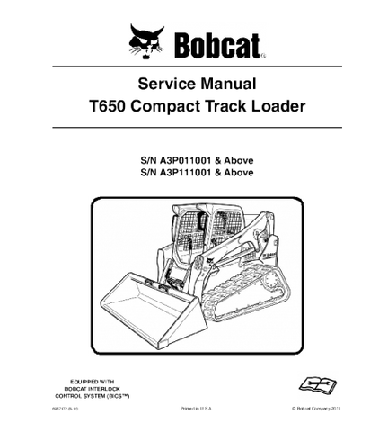 SERVICE MANUAL - BOBCAT T650 COMPACT TRACK LOADER DOWNLOAD