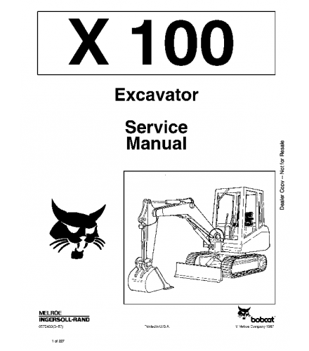 SERVICE MANUAL - BOBCAT X100 EXCAVATOR 