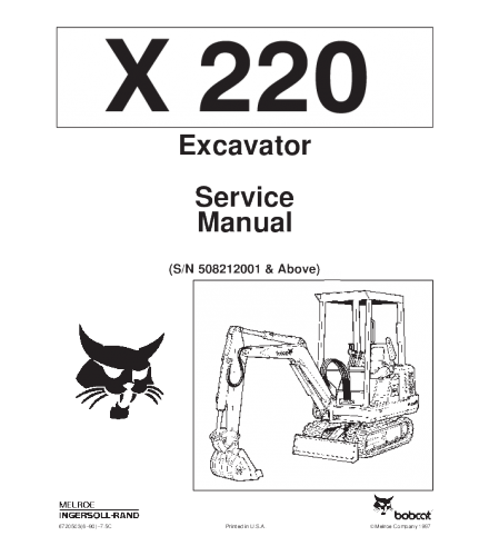 SERVICE MANUAL - BOBCAT X220 EXCAVATOR DOWNLOAD