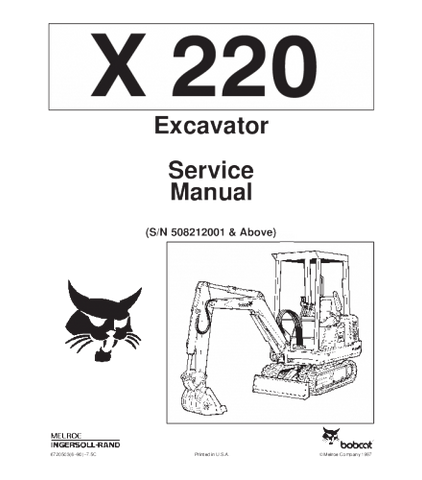 SERVICE MANUAL - BOBCAT X220 EXCAVATOR DOWNLOAD