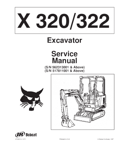 SERVICE MANUAL - BOBCAT X320, X322 EXCAVATOR DOWNLOAD