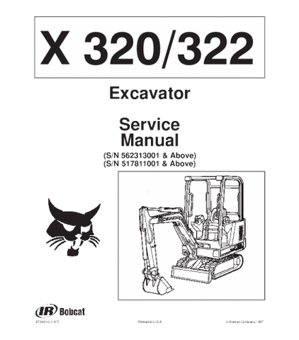 SERVICE MANUAL - BOBCAT X320, X322 EXCAVATOR DOWNLOAD