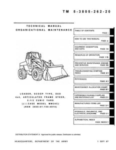 SERVICE MANUAL  - CASE LOADER SCOOP TYPE DED 4 X 4 ARTICULATED FRAME STEER, 2-1/2 CUBIC YARD (J.I. CASE MODEL MW24C) (NSN 3805-01-150-4814) TECHNICAL TM 5-3805-262-20