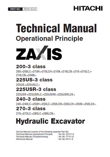 SERVICE MANUAL - HITACHI ZAXIS 200-3, 225US-3, 225USR-3, 240-3, 270-3 CLASS EXCAVATOR DOWNLOAD