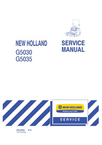 SERVICE MANUAL - NEW HOLLAND G5030, G5035 ZERO TURN MOWER 84218042