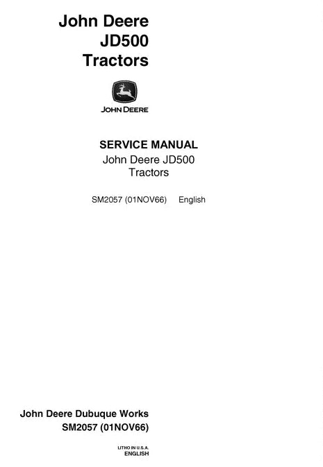 PDF SM2057 John Deere JD500-A Series Backhoe loader Repair Service Manual