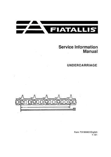 Service Instructions Manual - New Holland Undercarriage 73136963