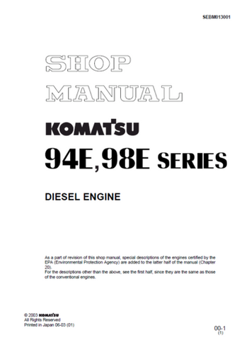 Service Manual - 2003 KOMATSU 94E 98E Series Diesel Engine 