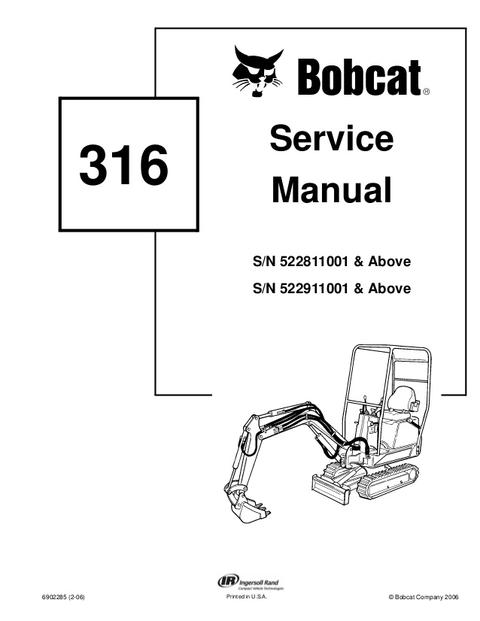 Service Manual - Bobcat 316 Mini Excavator 