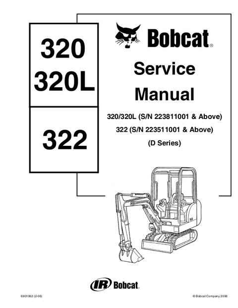 Service Manual - Bobcat 320 320L 322 D Series Excavator Download