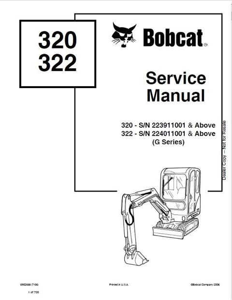 Service Manual - Bobcat 320, 322 Hydraulic Excavator (G Series) 