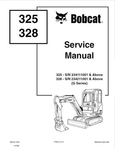 Service Manual - Bobcat 325 328 Hydraulic Excavator (G Series)