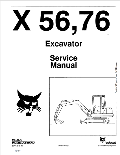 Service Manual - Bobcat X56, X76 Excavator 