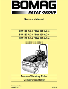 Service Manual - Bomag BW 100 120 125 AC-4 AD-4 Combination Roller (Tandem Vibratory) Download