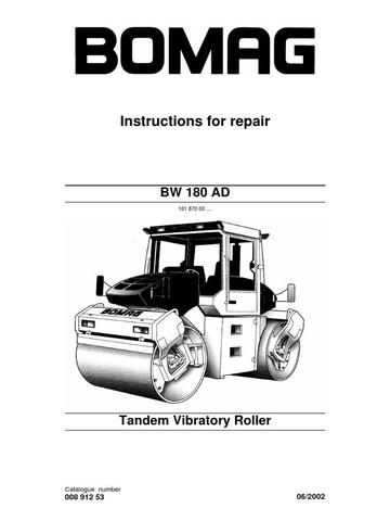 Service Manual - Bomag BW 180 AD Tandem Vibratory Roller Download