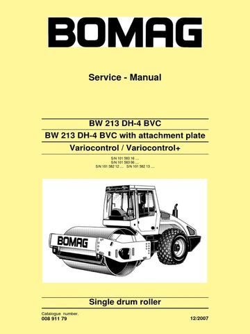 Service Manual - Bomag BW 213 DH-4 BVC Single Drum Roller Download