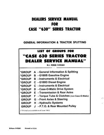 Service Manual - CASE IH 630 Series Tractor