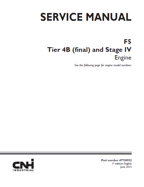 Service Manual - Case F5 Tier 4B (final) and Stage IV Engine 47730922