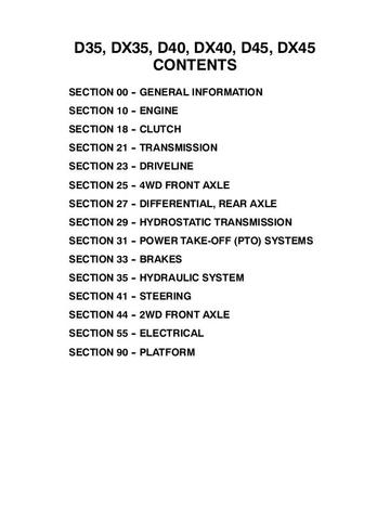 Service Manual - Case IH D35 D40 D45 DX35 DX40 DX45 Tractor