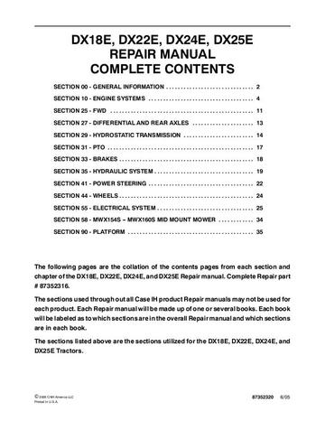 Service  Manual - Case IH DX18E, DX22E, DX24E, DX25E Tractors