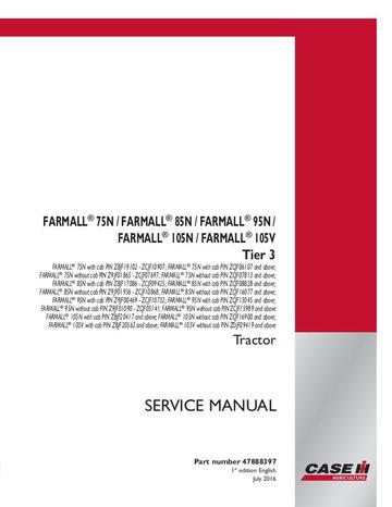 Service Manual - Case IH FARMALL 75N , FARMALL 85N , FARMALL 95N , FARMALL 105N , FARMALL 105V Tier 3 Tractor