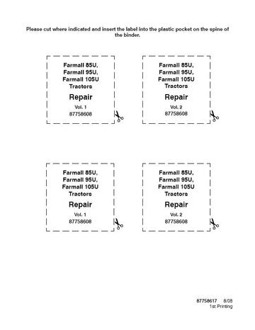 Service Manual - Case IH Farmall 85U, 95U, 105U Tractor