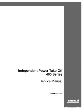 Service Manual -Case IH Independent PTO 400 Tractor