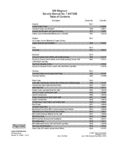 Service Manual - Case IH MX180, MX200, MX220, MX240, MX270 Tractor