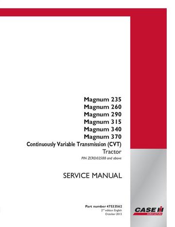 Service Manual-Case IH Magnum 235 260 290 315 340 Tractor - Powershift and CVT Transmissions 47613845+