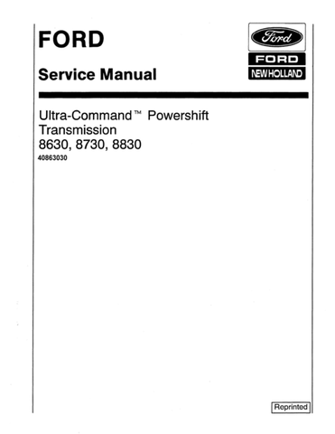 Service Manual - Ford New Holland TW5 TW15 TW25 TW35 8530 8630 8730 8830 Ultra-Command Powershift Transmission Tractor Download