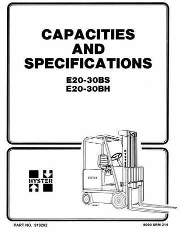Service Manual - Hyster E20B, E20BH, E25B, E25BH, E30BH, E30BS Electric Forklift Truck B114 Series
