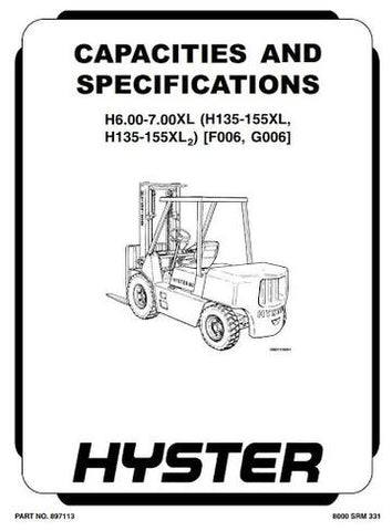 Service Manual - Hyster H135XL, H155XL Diesel and LPG Forklift Truck F006 Series (USA)