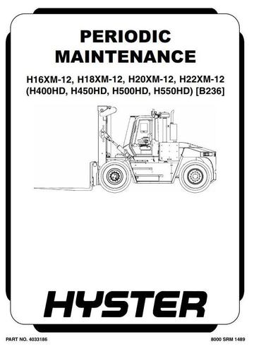 Service Manual - Hyster H16.00XM(S)-12, H18.00XM(S)-12 Forklift Truck B236 Series (Europe)