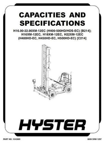 Service Manual - Hyster H16XM-12EC, H18XM-12EC, H22XM-12EC Empty Container Handler C214 series (Europe)