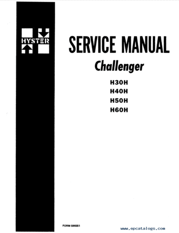 Service Manual - Hyster H30H, H40H, H50H, H60H Forklift Truck D003 Series 