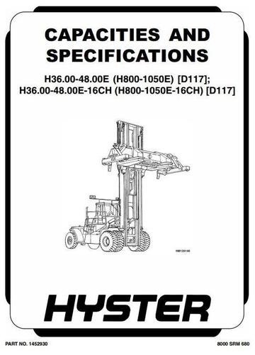 Service Manual - Hyster H36.00E, H40.00E, H44.00E, H48.00E Forklift Truck D117 Series (Europe)