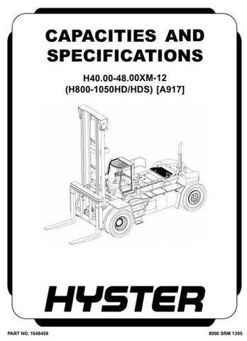 Service Manual - Hyster H40.00-H44.00-H48.00-H50.00-H52.00 XM-16CH Forklift Truck E117 Series (Europe)