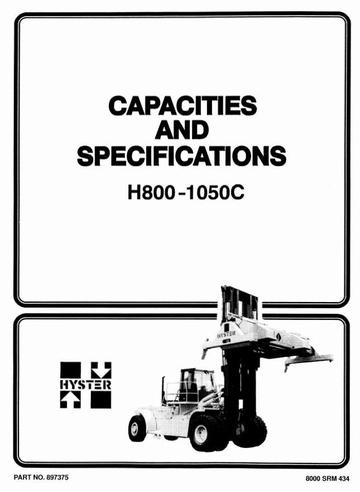 Service Manual - Hyster H800C, H880C, H970C, H1050CH (H36.00C-H48.00CH) Diesel Forklift Truck C117 Series 
