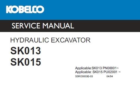 Service Manual - Kobelco SK013 SK015 Hydraulic Excavator Download 